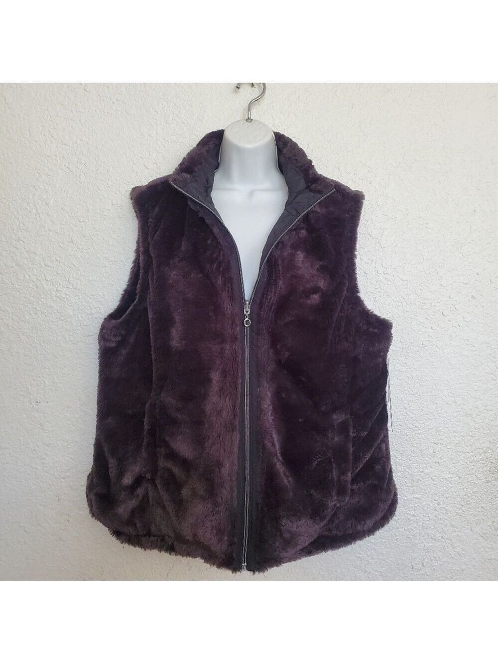 Casual Identity Reversible Vest Faux Fur Chocolate Brown (XL)